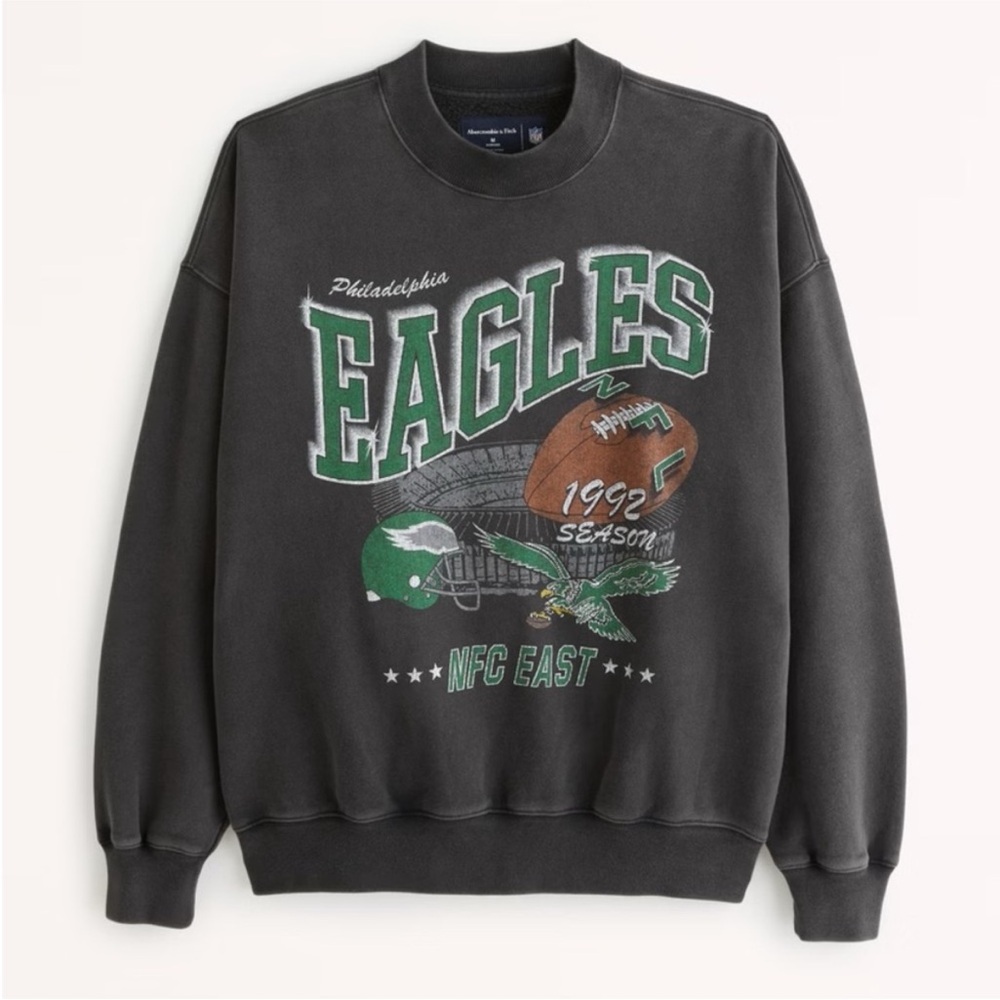 Abercrombie XS Philadelphia Eagles Black Crewneck NFL Sweatshirt NWOT